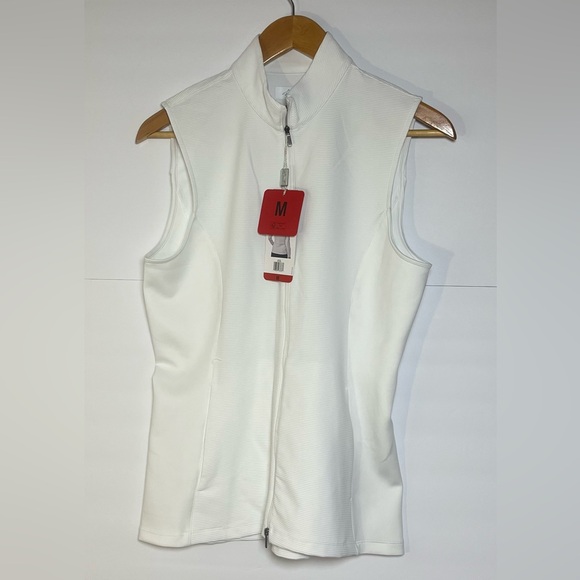 Greg Norman Collection White Zip-Up Vest Shirt Medium - Picture 2 of 10